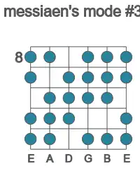 Guitar scale for messiaen's mode #3 in position 8